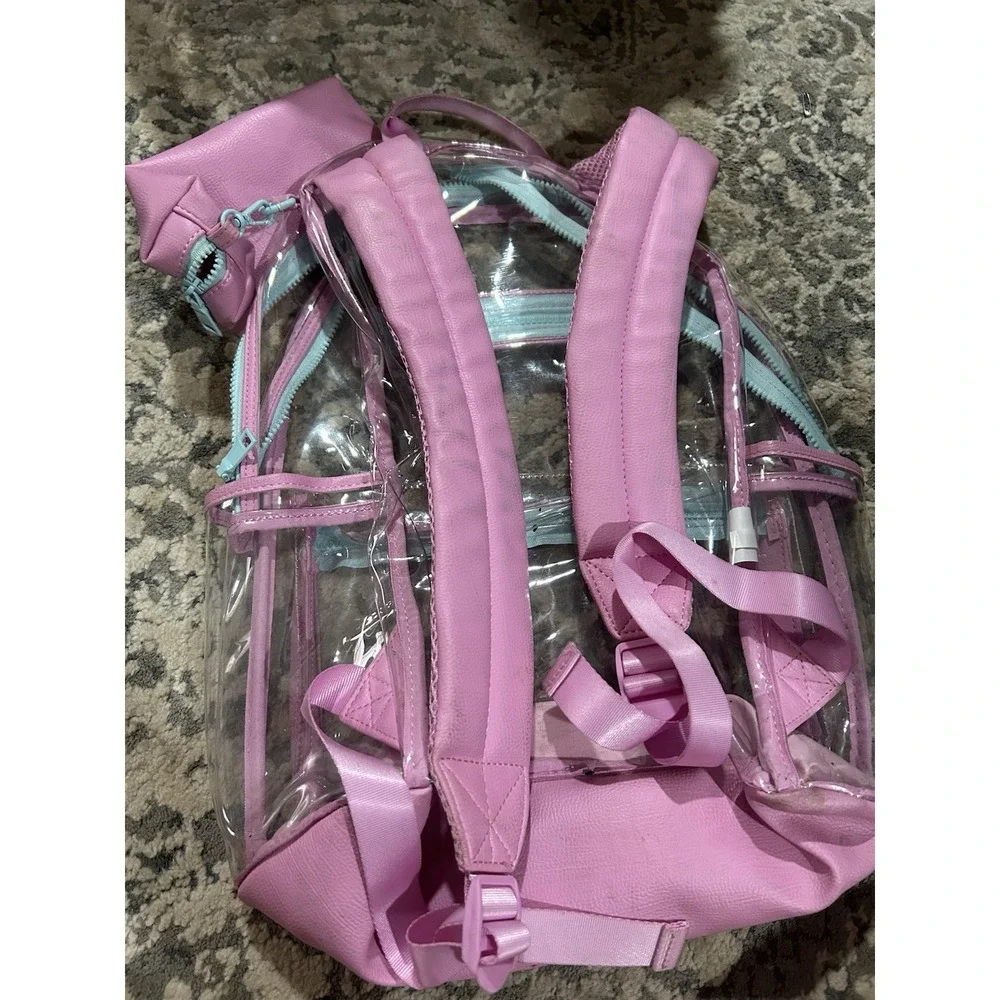 Madden NYC Clear Backpack Pink Trim With Detachable Wristlet